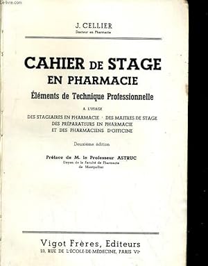 Seller image for Cahier de stage en pharmacie for sale by Le-Livre