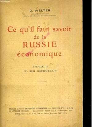 Imagen del vendedor de Ce qu'il faut savoir de la Russie conomique a la venta por Le-Livre