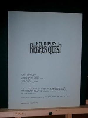 Imagen del vendedor de Rebel's Quest a la venta por Tree Frog Fine Books and Graphic Arts