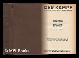 Image du vendeur pour Der Kampf : Sozialdemokratische Monatsschrift mis en vente par MW Books