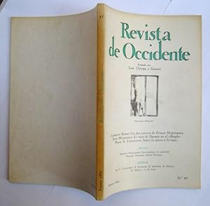 Imagen del vendedor de REVISTA DE OCCIDENTE n 89. Los Dos Rostros De Ernest Hemingway; El Viaje De Darwin En El -Beagle-; Sobre Lo Nuevo y Lo Viejo a la venta por La Social. Galera y Libros