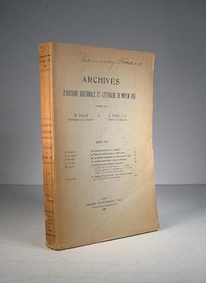 Archives d'histoire doctrinale et littéraire du Moyen Age. Année 1927