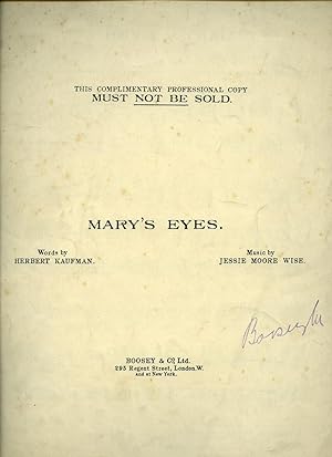 Seller image for Mary's Eyes Bound with When I Came Forth This Morn [Vintage Piano Sheet Music] for sale by Little Stour Books PBFA Member