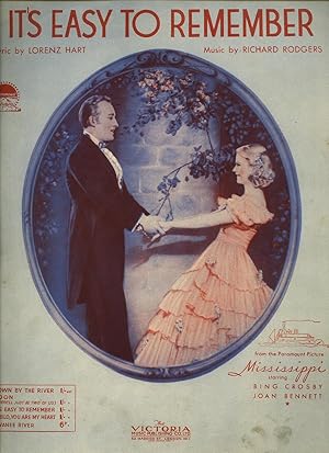 Seller image for It's Easy to Remember [Vintage Piano Sheet Music] Starring Bing Crosby and Joan Bennett in the Paramount Picture ''Mississippi'' for sale by Little Stour Books PBFA Member