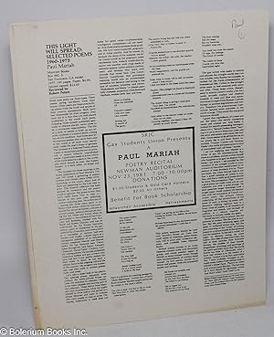 Seller image for SRJC Gay Students Union presents a Paul Mariah poetry recital; [handbill/poster] Newman Auditorium, Nov. 23, 1981, 7:00-10:00pm for sale by Bolerium Books Inc.