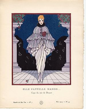 Elle S'appelle Manon. Cape Du Soir De Doucet. Illustration Gazette Du Bon Ton