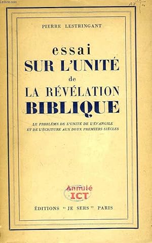Seller image for ESSAI SUR L'UNITE DE LA REVELATION BIBLIQUE for sale by Le-Livre