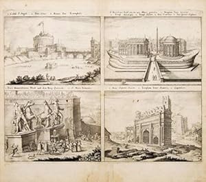 Imagen del vendedor de [4 Views of Rome] Castell St. Angeli / S. Bartolomei Insul wie sie vor Alters gewesen / Zwei maromorsteonerne Pferdt auf dem Berg Quirinalis / arcus Septimii Seueri. a la venta por Peter Harrington.  ABA/ ILAB.