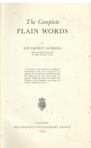 THE COMPLETE PLAIN WORDS