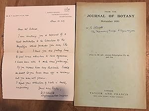 Image du vendeur pour The Sequence Of Fungi And Mycetozoa WITH AUTHOR"S SIGNED HANDWRITTEN LETTER Extracted From The Journal Of Botany Vol 58 November 1920 mis en vente par Deightons