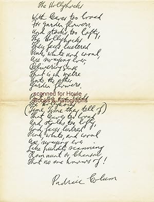 Manuscript Poem Signed