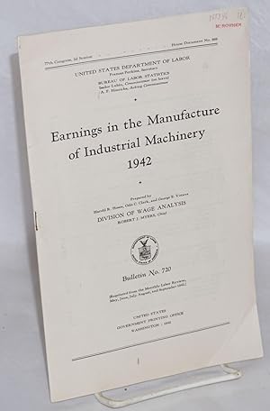 Imagen del vendedor de Earnings in the manufacture of industrial machinery, 1942 a la venta por Bolerium Books Inc.