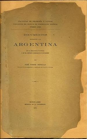 Imagen del vendedor de Documentos referentes a la Argentina a la venta por Kaaterskill Books, ABAA/ILAB