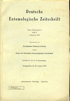 Bild des Verkufers fr Deutsche Entomologische Zeitschrift. Herausgegeben vom Zoologischen Museum in Berlin zugleich Organ der Deutschen Entomologischen Gesellschaft. Ausgegeben am 30. August 1959. zum Verkauf von Fundus-Online GbR Borkert Schwarz Zerfa