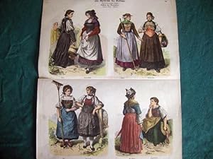 Gravure de costumes historiques du moyen-âge en couleurs. Nr.513