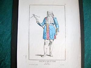 Gravure costume Ancien Militaire de Frize De Labbe Chape (en couleurs).