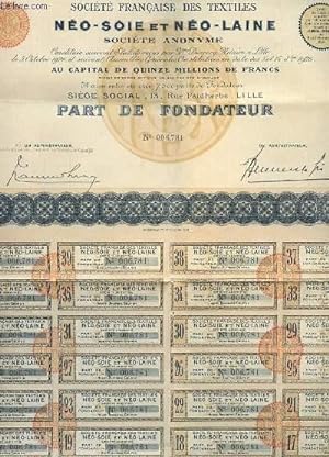Seller image for 1 ACTION DE CINQ CENTS FRANCS AU PORTEUR for sale by Le-Livre