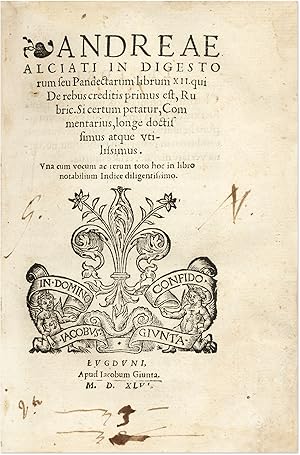 Image du vendeur pour In Digestorum Seu Pandectarum Librum XII [and Two Others]. mis en vente par The Lawbook Exchange, Ltd., ABAA  ILAB