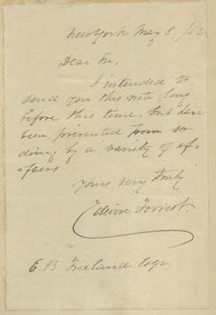 Forrest, Edwin [Autographed Letter Signed]