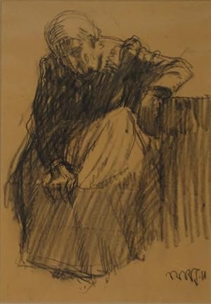 Imagen del vendedor de Sitzende alte Frau. Zeichnung in Bleistift. 1911. U.r. monogr. u. datiert: "RRJ 11". a la venta por Gerhard Zhringer Antiquariat & Galerie Online