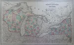 County Map Of Michigan, Wisconsin, And New York