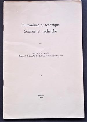 Humanisme et Technique Science et Recherche