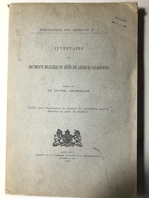 Inventaire des documents militaires du dépôt des archives canadiennes (Publication des archives n...