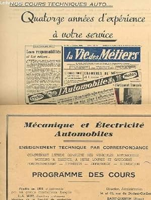 1 LOT DE DOCUMENTS DE "MECANIQUE ET ELECTRICITE AUTOMOBILE ENSEIGNEMENT TECHNIQUE PAR CORRESPONDA...