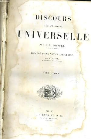 Bild des Verkufers fr DISCOURS SUR L'HISTOIRE UNIVERSELLE. TOME SECOND zum Verkauf von Le-Livre