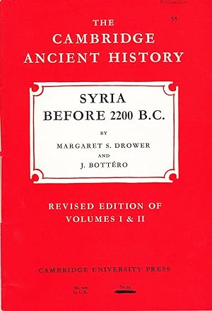 Bild des Verkufers fr The Cambridge Ancient History: Syria Before 2200 B.C. zum Verkauf von Abbey Books