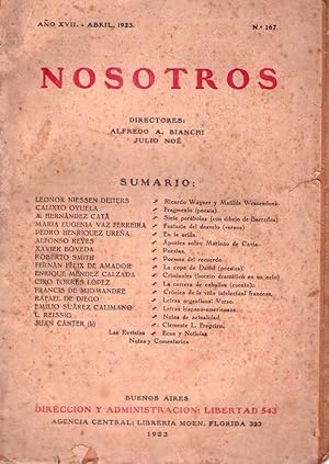 NOSOTROS - No. 167. Año XVII, abril de 1923 (Poesias por Xavier Bóveda)