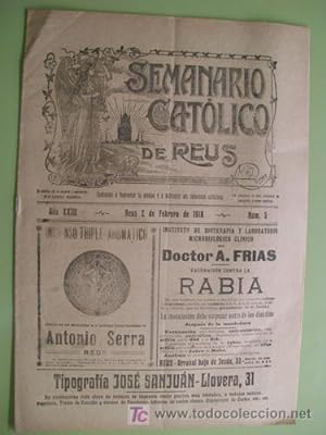 SEMANARIO CATÓLICO DE REUS. Febrero 1918. Num 5