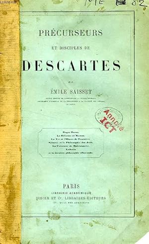 Immagine del venditore per PRECURSEURS ET DISCIPLES DE DESCARTES venduto da Le-Livre