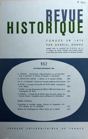 Image du vendeur pour REVUE HISTORIQUE numro 552 octobre-dcembre 1984 mis en vente par Bouquinerie L'Ivre Livre