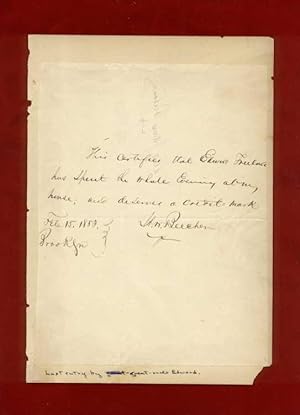 Henry Ward Beecher ALS [autographed letter signed]