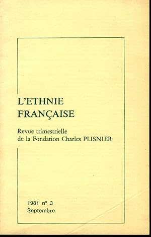 L'Ethnie française. Revue trimestrielle de la Fondation Charles Plisnier. N 3 Septembre 1981