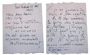 Imagen del vendedor de Correspondance Card sent to the poet and photographer Ltfi zkk. a la venta por Patrik Andersson, Antikvariat.