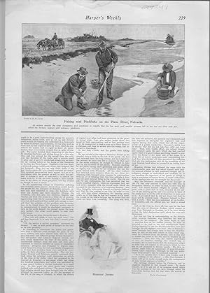 Seller image for ENGRAVING: "Fishing with Pitchforks on the Platte River, Nebraska". engravings from Harper's Weekly, March 2, 1901 for sale by Dorley House Books, Inc.