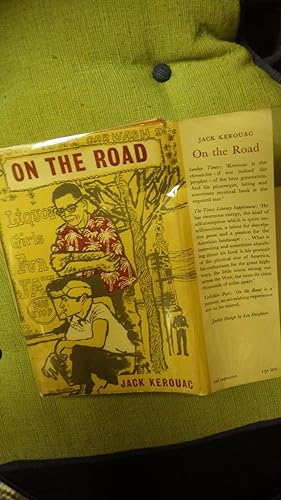 Seller image for On The Road - A Novel ( with the authors photo on the rear Flap of DJ by Len Deighton & ORIGINAL PRICE Intact) Beige DJ shows 1 man floral Hawaiian Shirt & other in White T-shirt & Policeman standing, One of 3000 copies of the first British ed. for sale by Bluff Park Rare Books