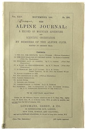 'Nineteen Days in Corsica.' An article in The Alpine Journal, vol. XXIV, no 186, November, 1909, ...