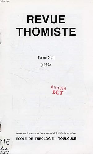 Bild des Verkufers fr REVUE THOMISTE, TOME XCII, 1992, EXTRAIT, PLACE DE L'HOMME DANS LA NATURE zum Verkauf von Le-Livre