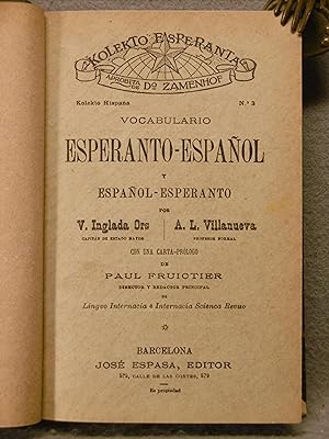 VOCABULARIO ESPERANTO-ESPAÑOL Y ESPAÑOL-ESPERANTO.