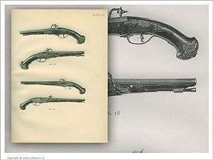 Seller image for [European Hand Firearms of the Sixteenth, Seventeenth & Eighteenth Century:] "Pair of Brescian Wheel-Lock Pistols, Chiselled Mounts, and Pair of Brescian Wheel-Lock Pistols, Pierced and Chiselled Mounts." [ORIGINAL COLLOTYPE PRINT]. for sale by Librarium of The Hague
