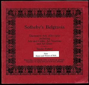 Seller image for Sotheby's Auction Sale Catalogue Decorative Arts 1880-1950 Including Arts and Crafts, Art Nouveau and Art Deco [Wednesday 31st March 1976 and Thursday 1st April 1976] for sale by Little Stour Books PBFA Member