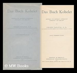 Bild des Verkufers fr Das Buch Kohelet Kritisch Und Metrisch Untersucht zum Verkauf von MW Books