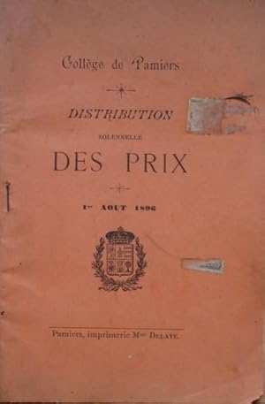 Collège de Pamiers Distribution solennelle des prix 1° août 1896