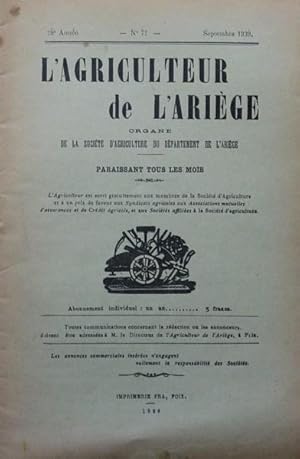 l'Agriculteur de l'Ariège organe de la Société d'Agriculture du Département de l'Ariège N°72