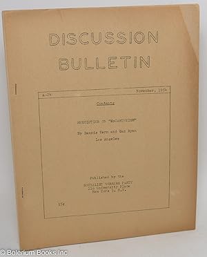 Discussion bulletin, A-24, November, 1954
