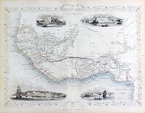 Western Africa, antique map with vignette views
