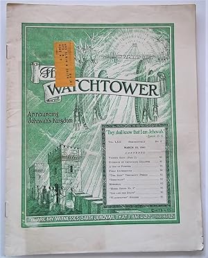 Image du vendeur pour The Watchtower: Announcing Jehovah's Kingdom (Vol. LXII No. 6 March 15, 1941) mis en vente par Bloomsbury Books